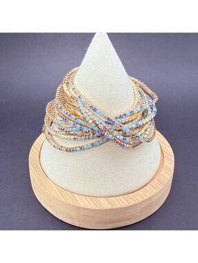 candy+clover Blue Crystal Stretch Bracelet Stack